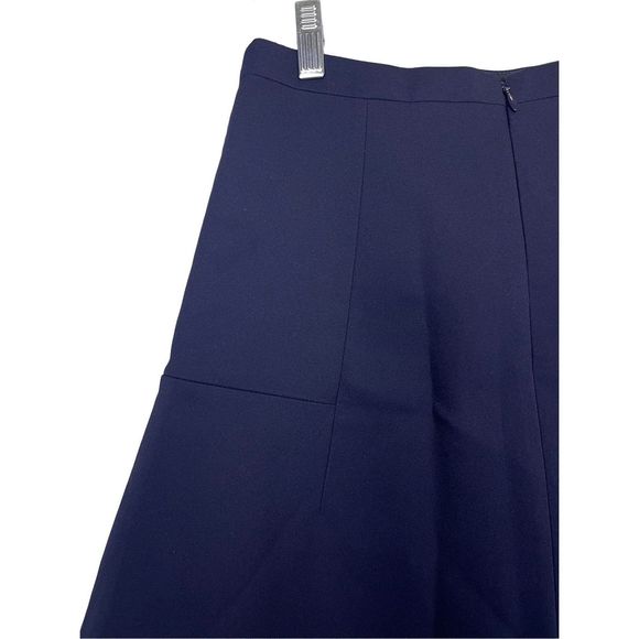 J. Crew Schoolgirl Preppy Mini A-Line Skirt Sz 4 Navy Blue Fluted Double crepe - Picture 3 of 6